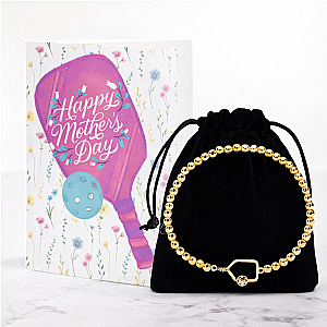 Pickleball Mother's Day Beaded Stretch Bracelet Gift Set