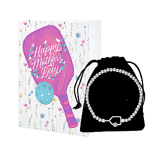 Pickleball Mother's Day Beaded Stretch Bracelet Gift Set