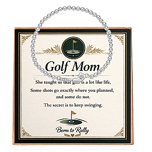 Golf Mom CZ Beaded Bracelet