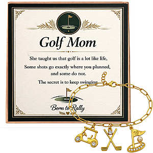 Golf Mom Paperclip Charm Bracelet