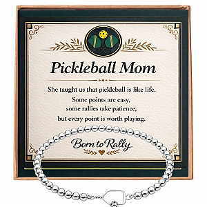 Pickleball Mom Beaded Stretch Bracelet