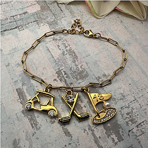 Golf Flag Bracelet & Earrings Set