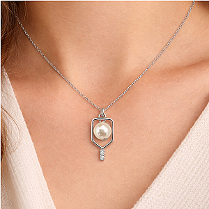 Pickleball Open Paddle Pearl Necklace