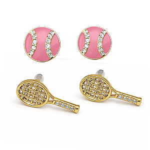 Pink Tennis CZ Earring 2pc Set