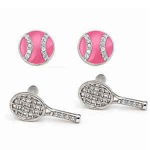 Pink Tennis CZ Earring 2pc Set