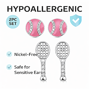 Pink Tennis CZ Earring 2pc Set