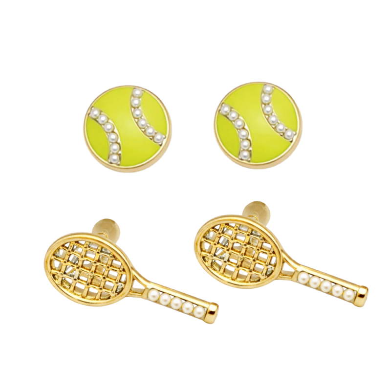 Tennis Pearl Earring 2pc Set