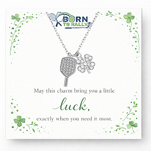 Pickleball clover lucky charm necklace