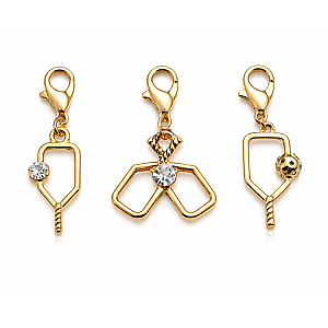 Gold Pickleball Paddle Clip On Charms