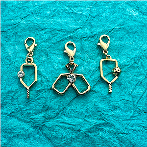 Gold Pickleball Paddle Clip On Charms