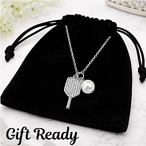 Pickleball Paddle Charm Necklace with Pearl Drop