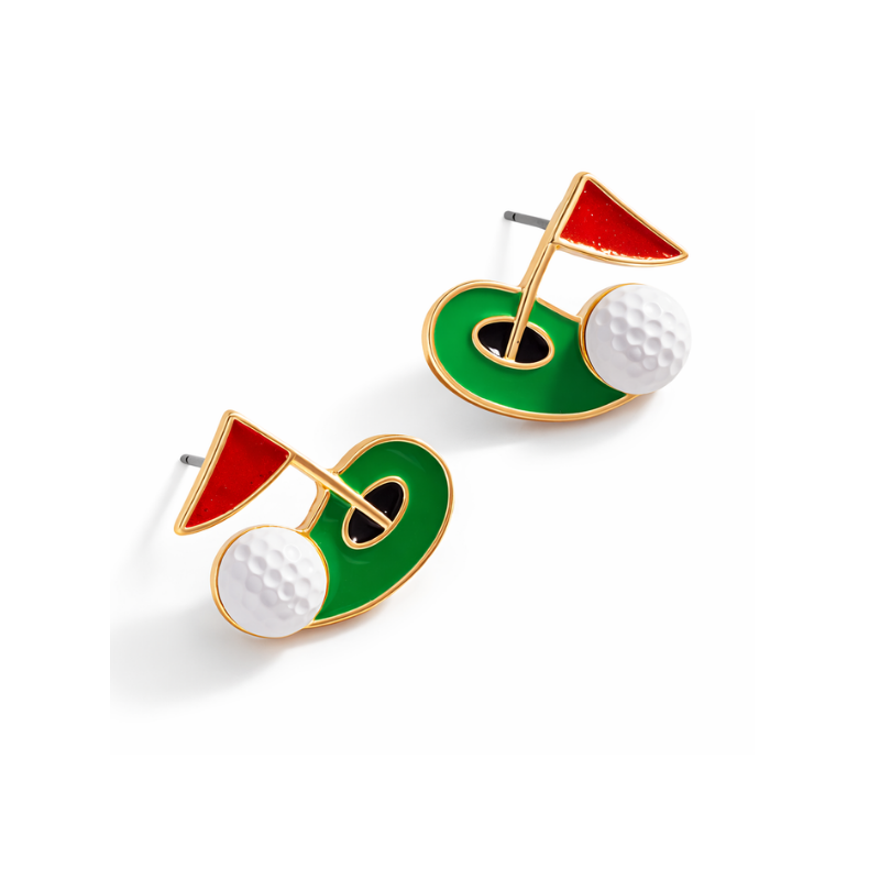Hole in One Golf Stud Earrings