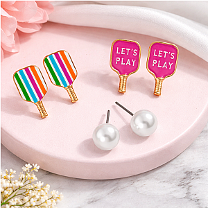 Pickleball Let's Play Earrings -  3pc Set