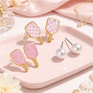 Pickleball Pink Earrings -  3pc Set