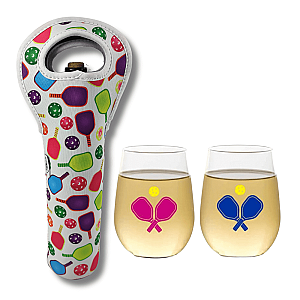 Dink Responsibly Pickleball Wine Tote & Glasses Gift Set