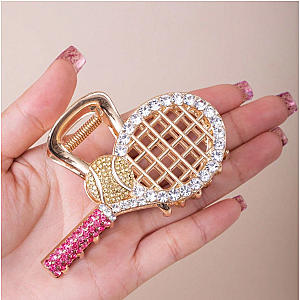 Tennis Racket Crystal Hair Claw Clip