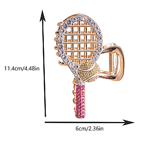 Tennis Racket Crystal Hair Claw Clip