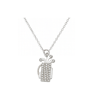 Golf Bag CZ Pendant Necklace