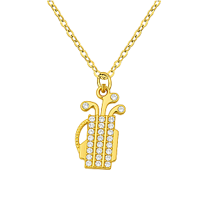 Golf Bag CZ Pendant Necklace