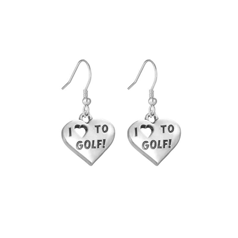 Golf Love Heart Earrings