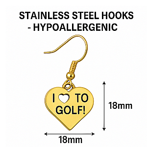 Golf Love Heart Earrings