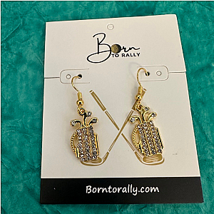 Golf CZ Bag Earrings
