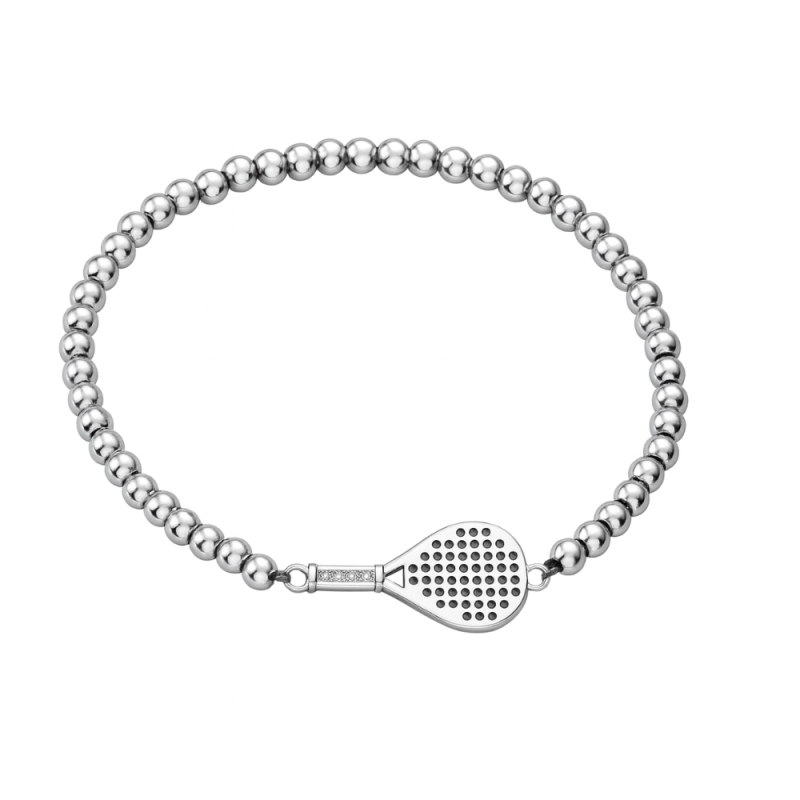 Padel Silver Beaded CZ Bracelet