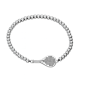 Padel Silver Beaded CZ Bracelet