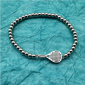 Padel Silver Beaded CZ Bracelet