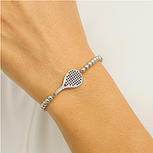 Padel Silver Beaded CZ Bracelet