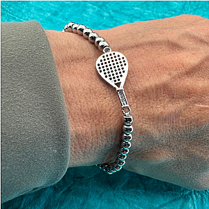 Padel Silver Beaded CZ Bracelet