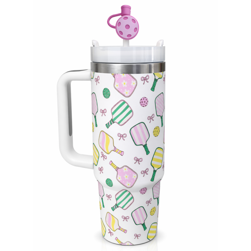Pickleball 30oz Tumbler- Bows Multi Paddle