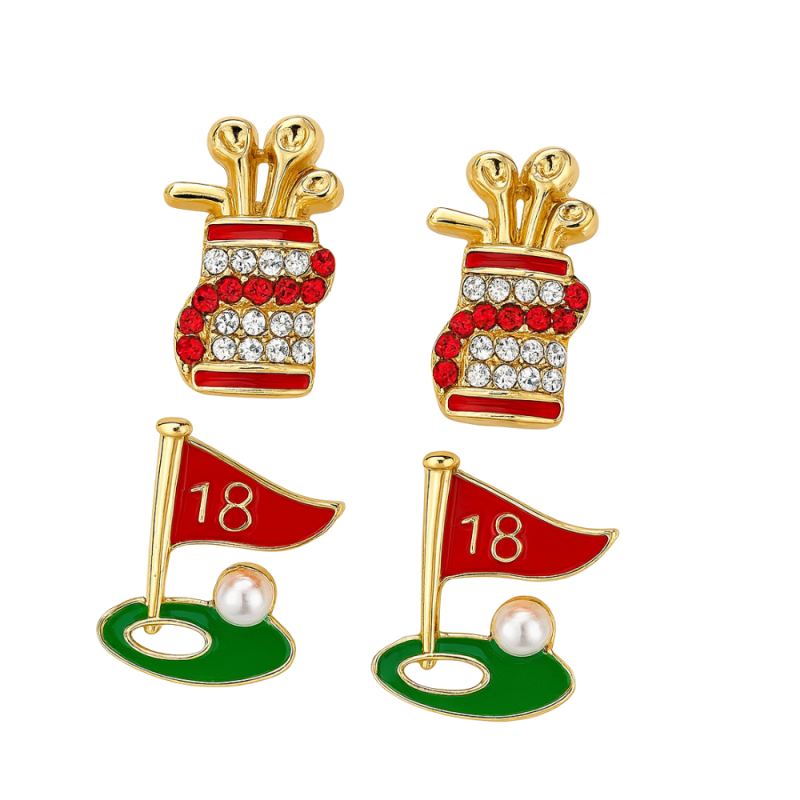Masters Golf 2-Piece Earring Set – Flag & Bag