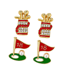 Masters Golf 2-Piece Earring Set – Flag & Bag