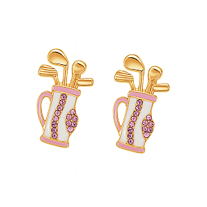 Golf Bag Pink Stud Earrings