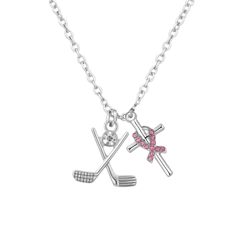 Golf Breast Cancer Ribbon Necklace