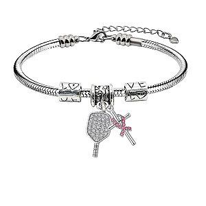 Pickleball Breast Cancer Snake Chain Bracelet