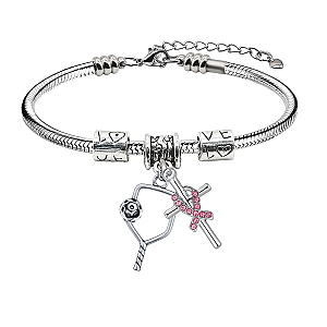 Pickleball Breast Cancer Snake Chain Bracelet