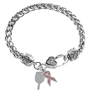 Pickleball Breast Cancer Ribbon Bracelet