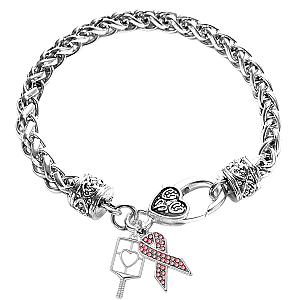 Pickleball Breast Cancer Ribbon Bracelet