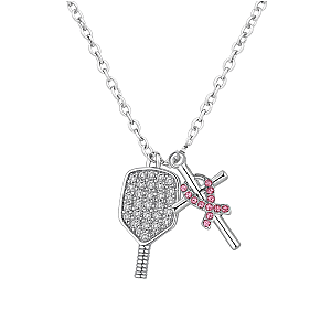 Pickleball Breast Cancer Cross Necklace
