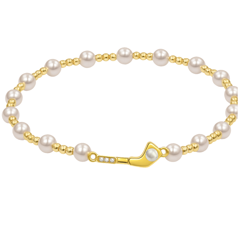 Golf Club Pearl Two Tone Beaded Bracelet