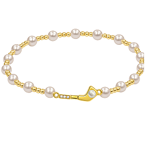 Golf Club Pearl Two Tone Beaded Bracelet