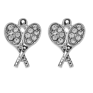 Tennis CZ Racket Stud Earrngs