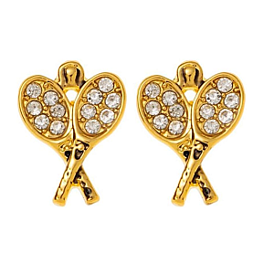 Tennis CZ Racket Stud Earrngs