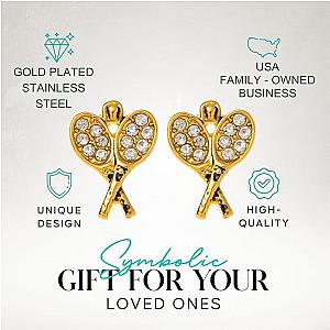 Tennis CZ Racket Stud Earrngs