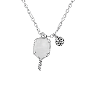 Pickleball Paddle & Pearl Charm Necklace