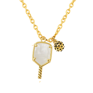 Pickleball Paddle & Pearl Charm Necklace