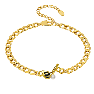 Gold Curb Chain Golf Club Bracelet