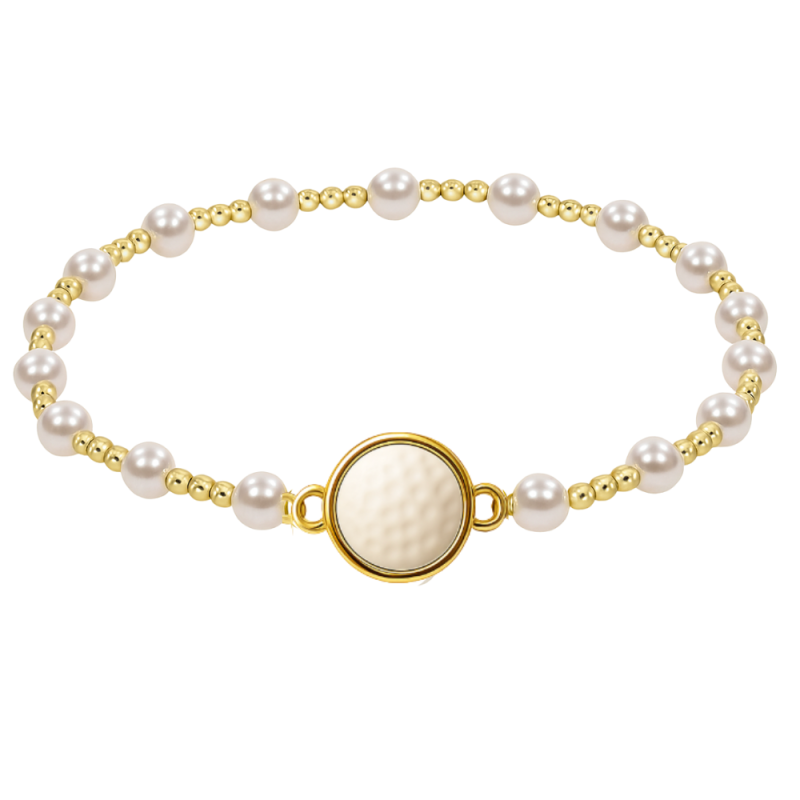 Golf Ball Pearl Two Tone Beaded Bracelet